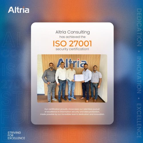 Altria Consulting has achieved the ISO 27001 security certification awarding